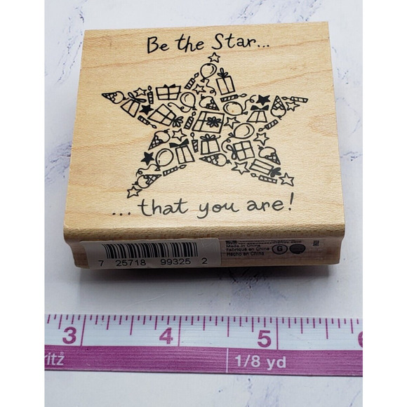 Inkadinkado Be The Star Presents & Balloon Star Wood Mounted Rubber Stamp 99325 - Picture 6 of 7